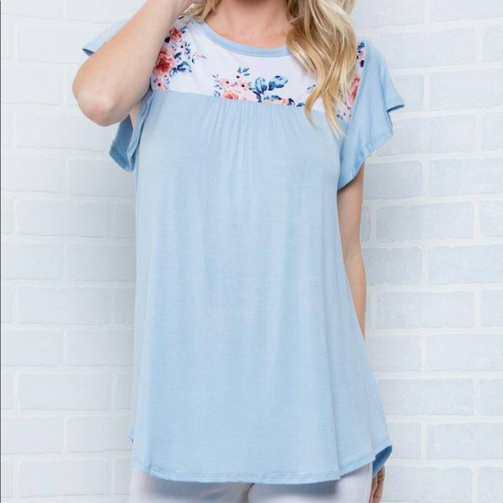 Baby Blue Floral Top